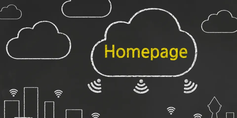 Kreidezeichnung einer Wolke mit dem Wort Homepage